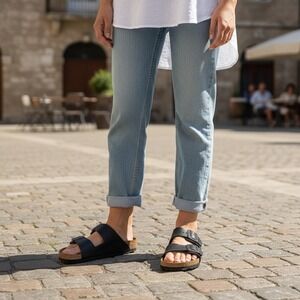 Birkenstock Arizona Women's Size 9, Men’s Size 7 Black Leather Slip On Sandals